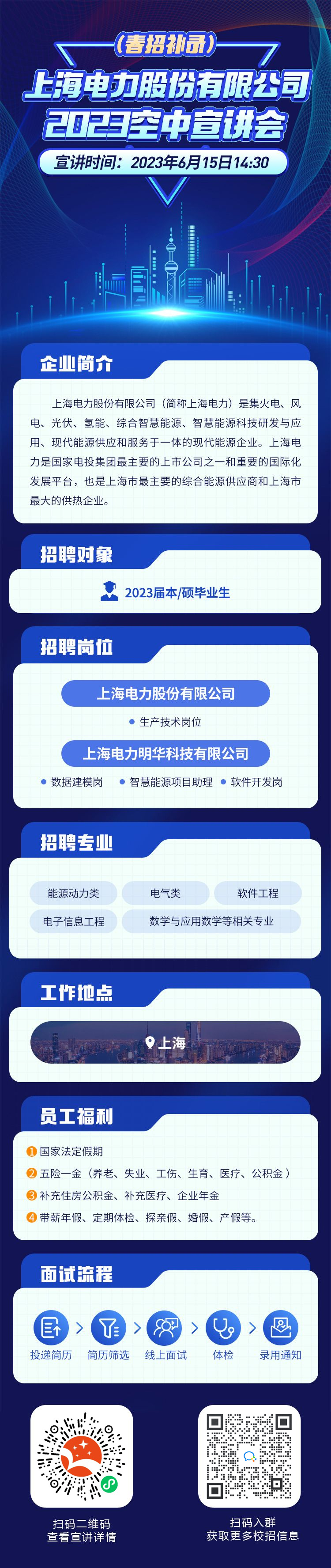 上海电力股份有限公司2023春季空中宣讲会（春招补录）